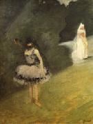 Jean-Louis Forain Dancer Standing behind a Stage Prop oil on canvas